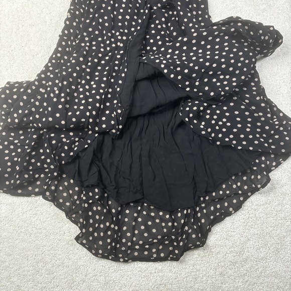Ganni Georgette Wrap Maxi Dress Women's Size 38 Black White Polka Dot 3/4 Sleeve - Picture 7 of 16
